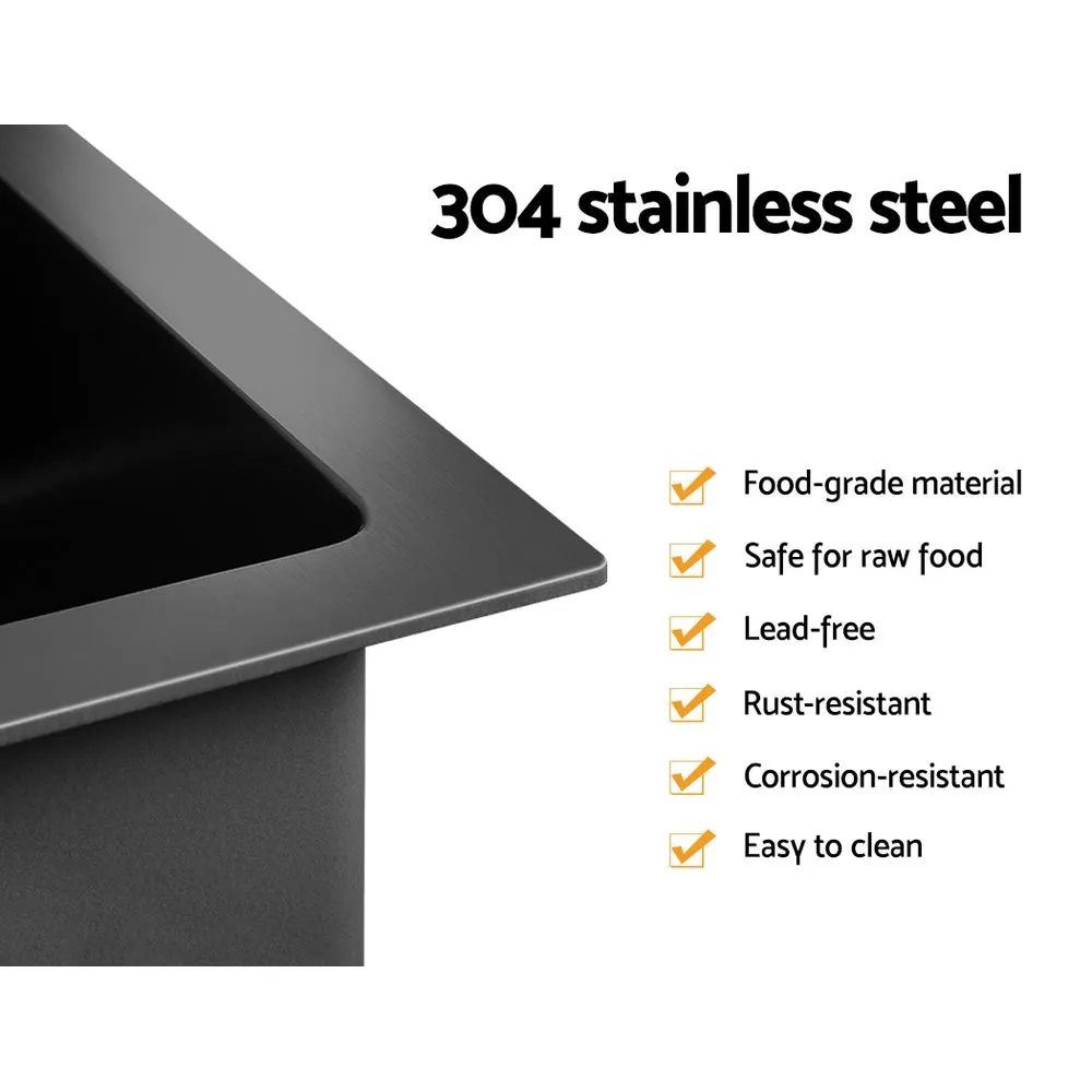 100cm x 45cm Stainless Steel Kitchen Sink | Under/Top/Flush Mount | Black