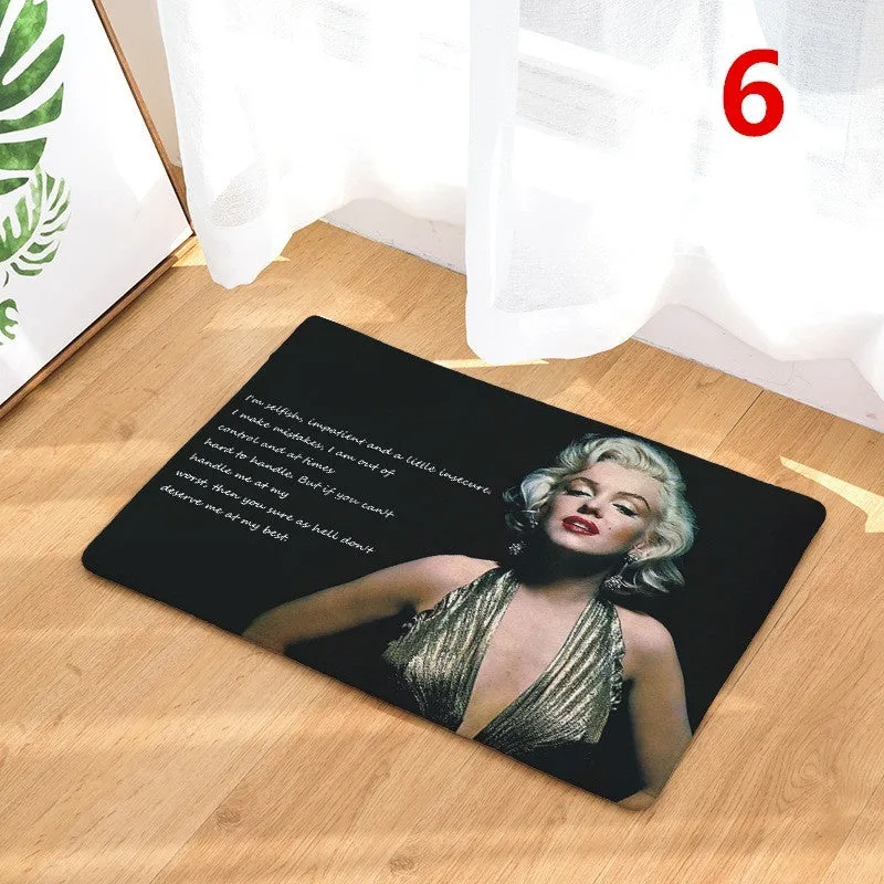 15.7x23.6 Marilyn Monroe Pattern Printed Rugs Bath Mat Bath Rugs Anti-slip Kitchen Mats Bathroom Mat