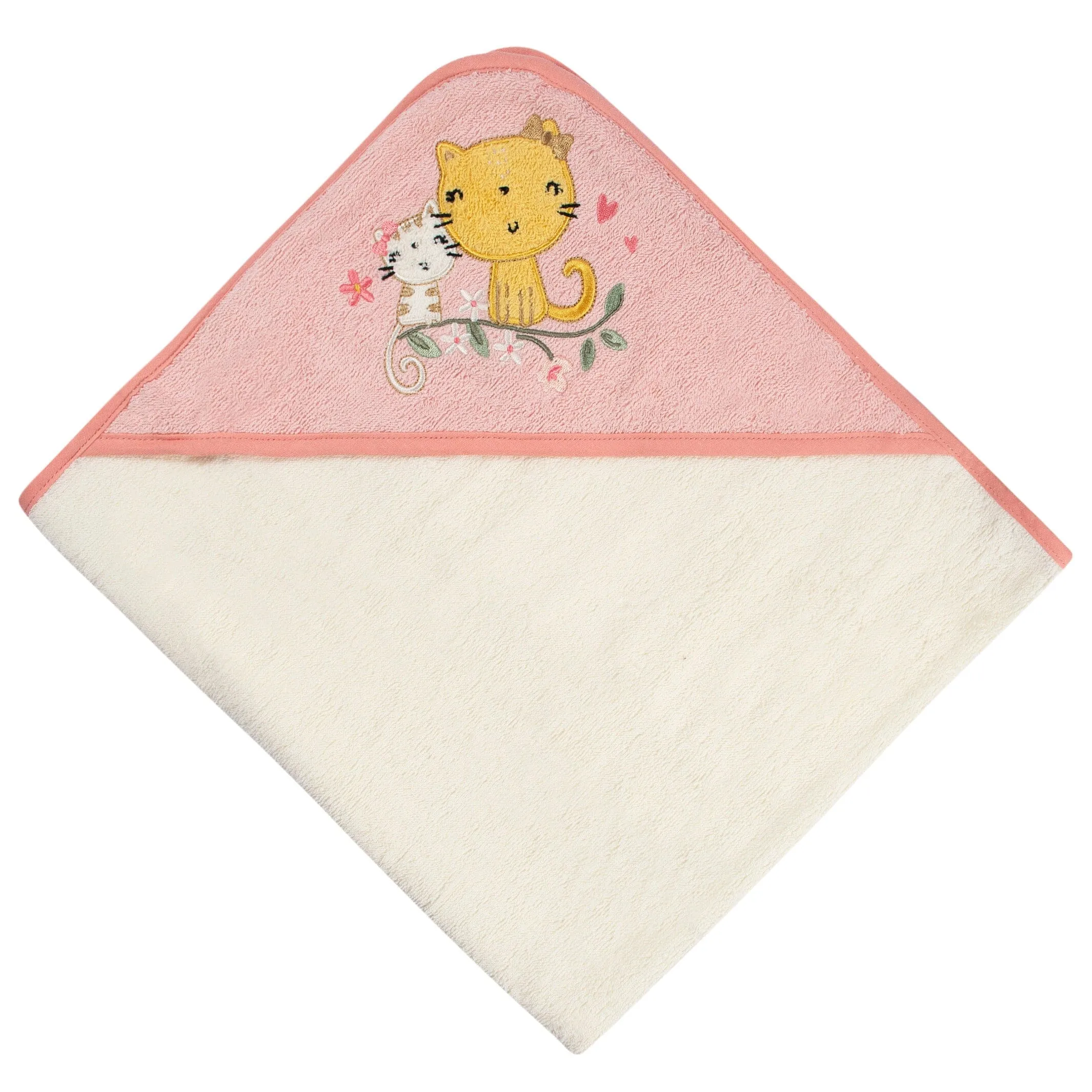 2-Pack Baby Girls Kitty Floral Hooded Towel