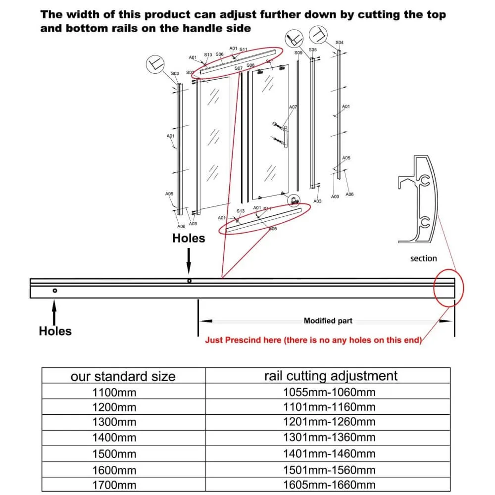 2 Panel Sliding Shower Screen Enclosure Door