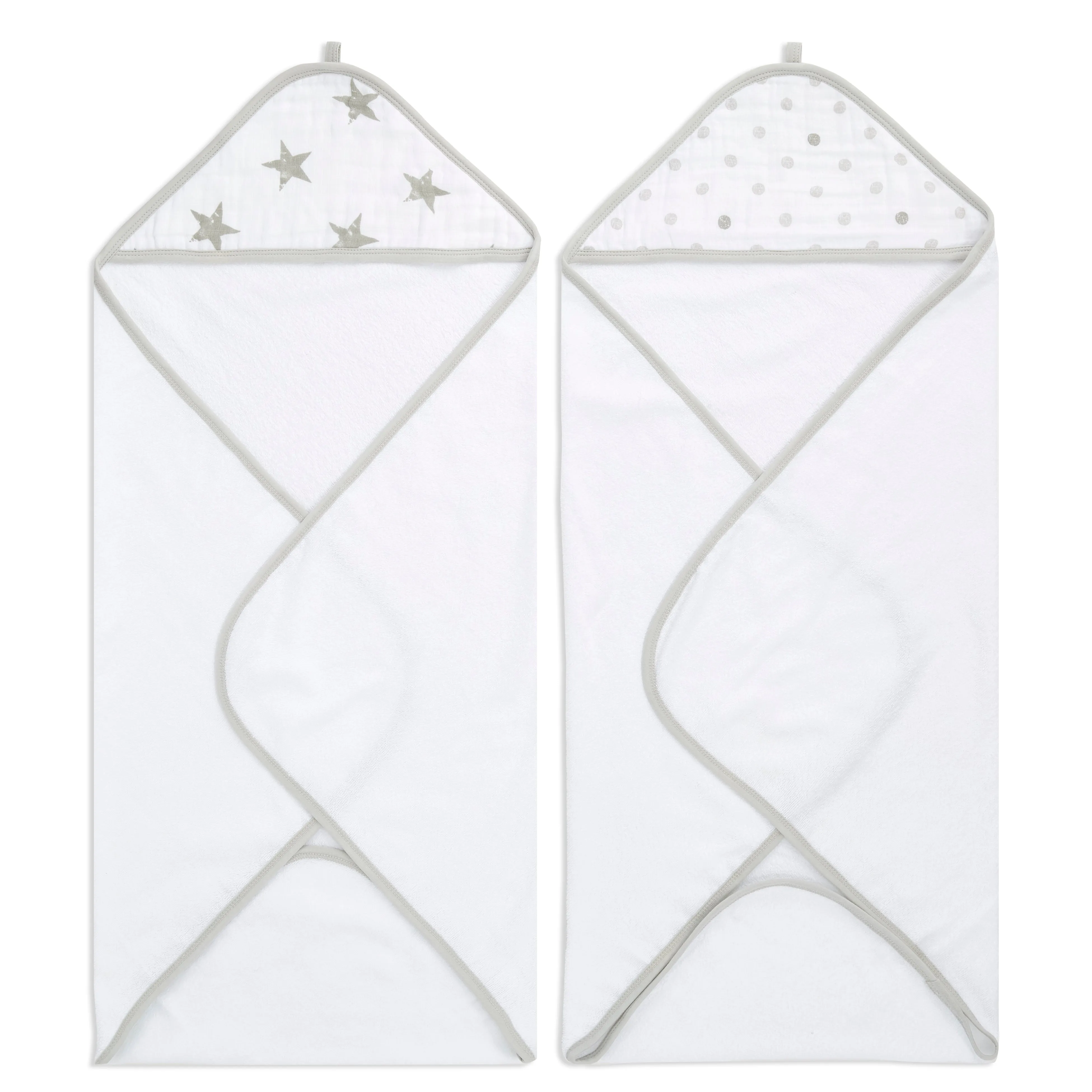 aden   anais Essential Cotton Muslin Hooded 2 pack Towels Dusty Grey