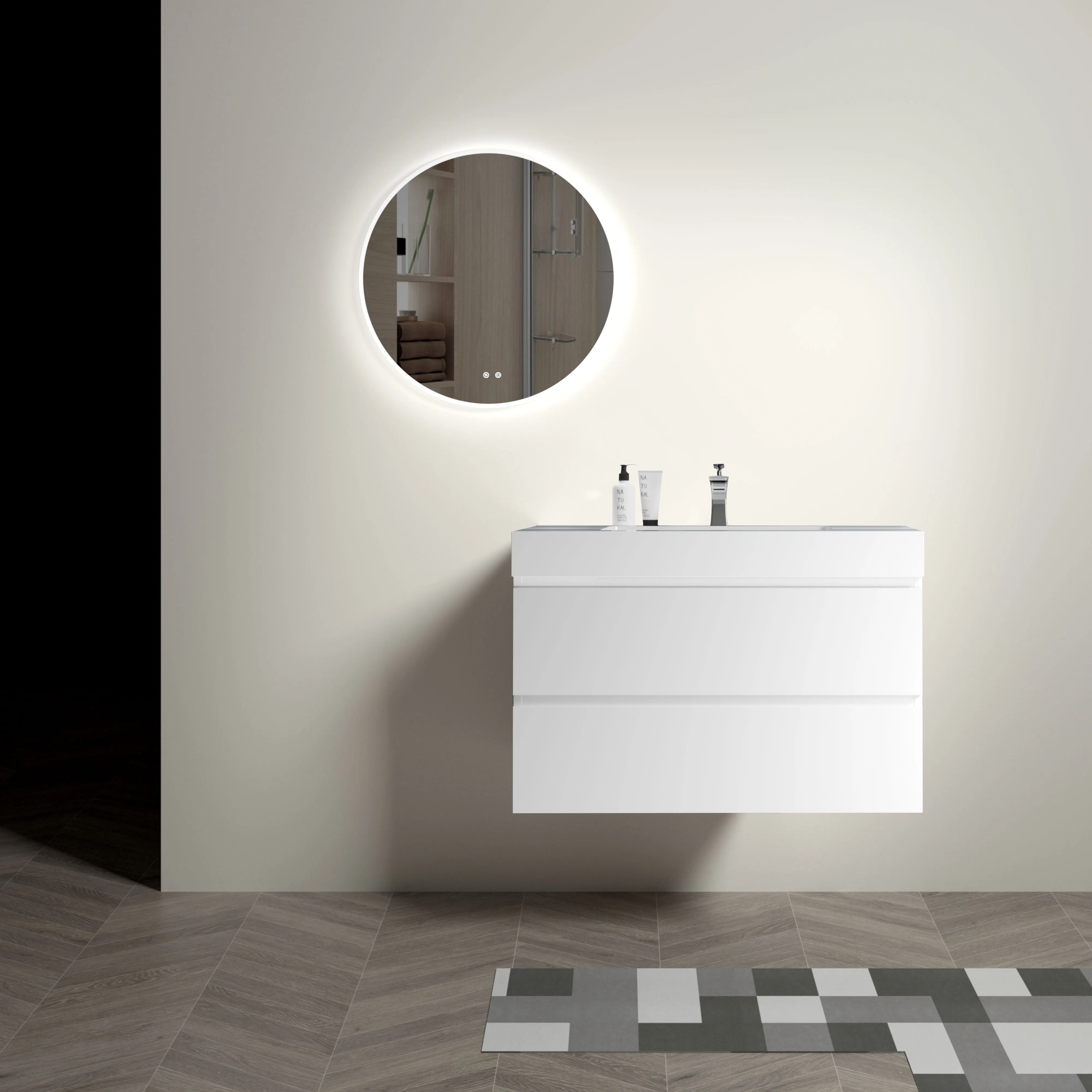 Alice - Bathroom Vanity With Large Storage, Sink Wall Mounted Floating Bathroom Vanity For Modern Bathroom, One-Piece Sink Basin Without Drain And Faucet by Couch.com