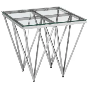 Allure Silver Finish Spike Legs End Table