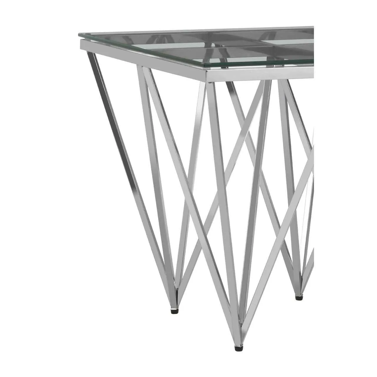 Allure Silver Finish Spike Legs End Table