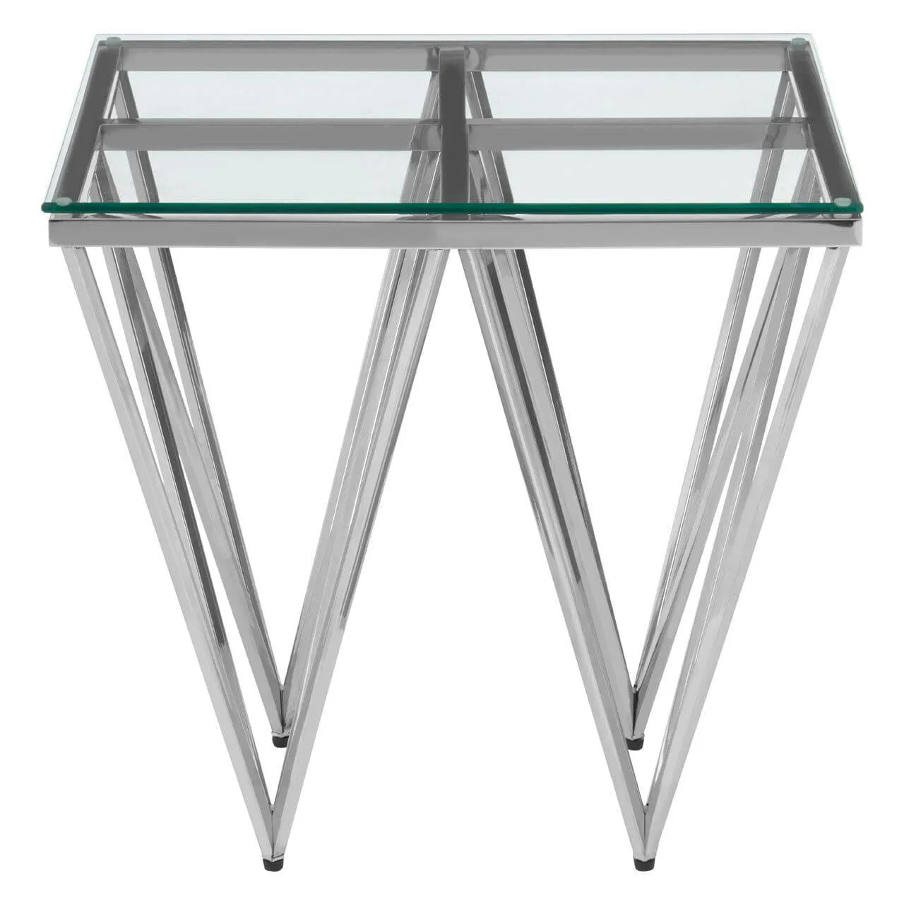 Allure Silver Finish Spike Legs End Table