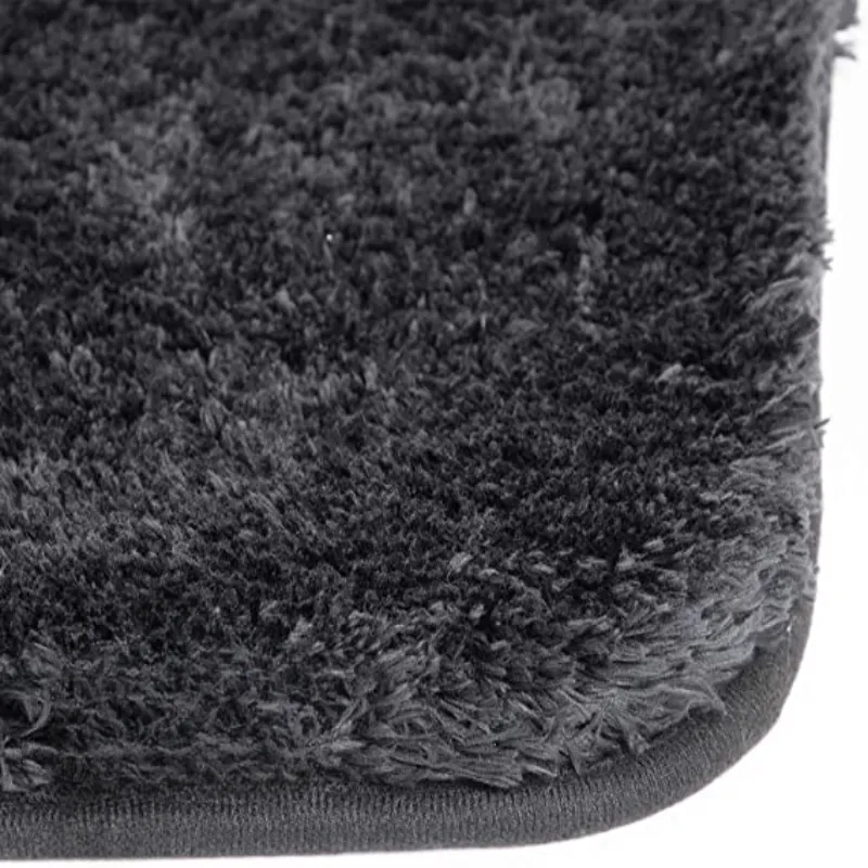Black Bathroom Rug Non Slip Bath Mat - Water Absorbent Soft Microfiber Shaggy Bathroom Mat Machine Washable Bath Rug for Bathroom Thick Plush Rugs for Shower