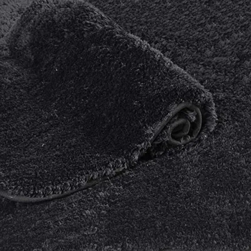 Black Bathroom Rug Non Slip Bath Mat - Water Absorbent Soft Microfiber Shaggy Bathroom Mat Machine Washable Bath Rug for Bathroom Thick Plush Rugs for Shower