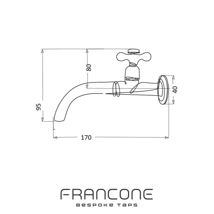 BT50W Wall mounted single pillar tap with waterfall spout