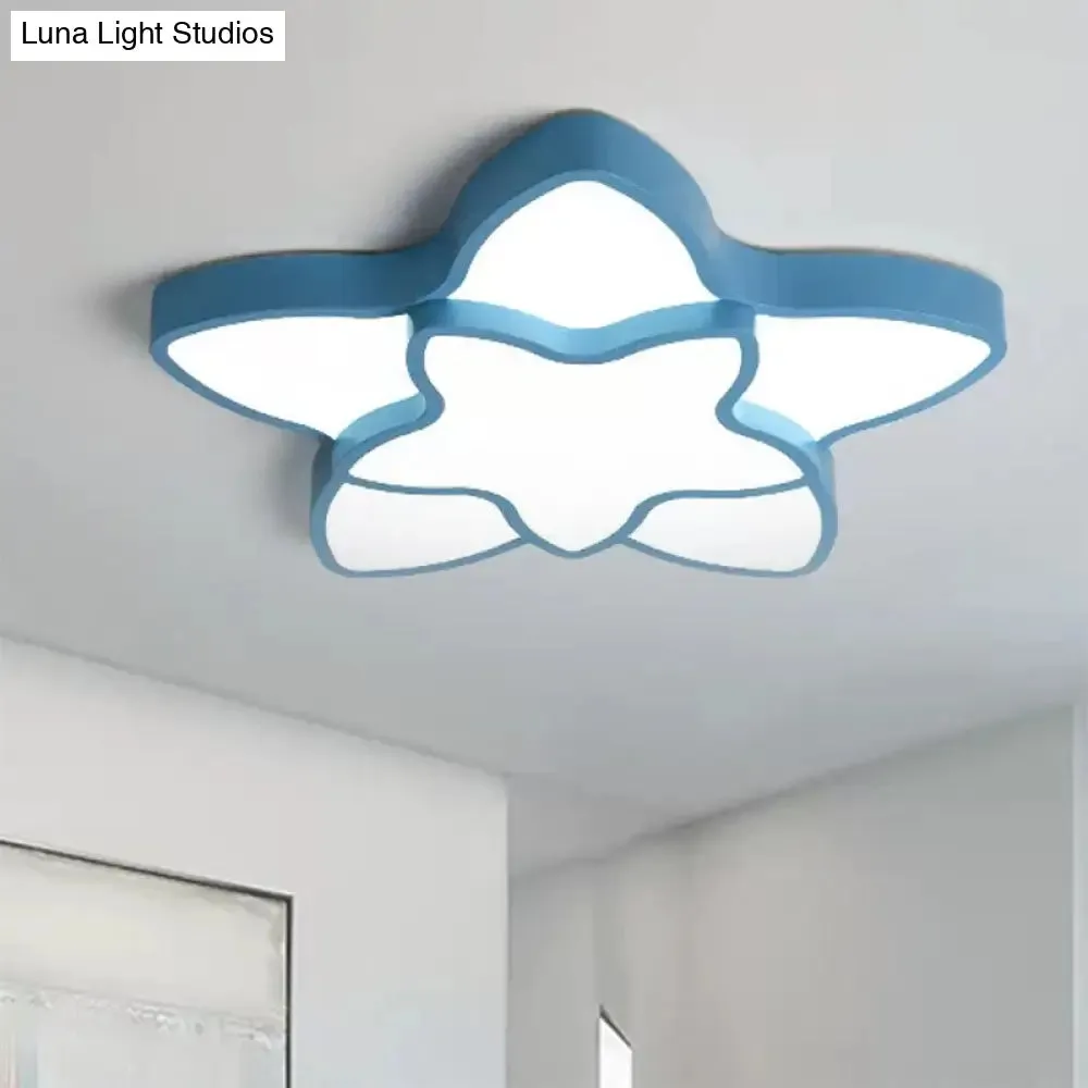 Cartoon LED Flush Mount Light: Vibrant 2-Star Acrylic Ceiling Lamp for Corridor and Kid's Bedroom