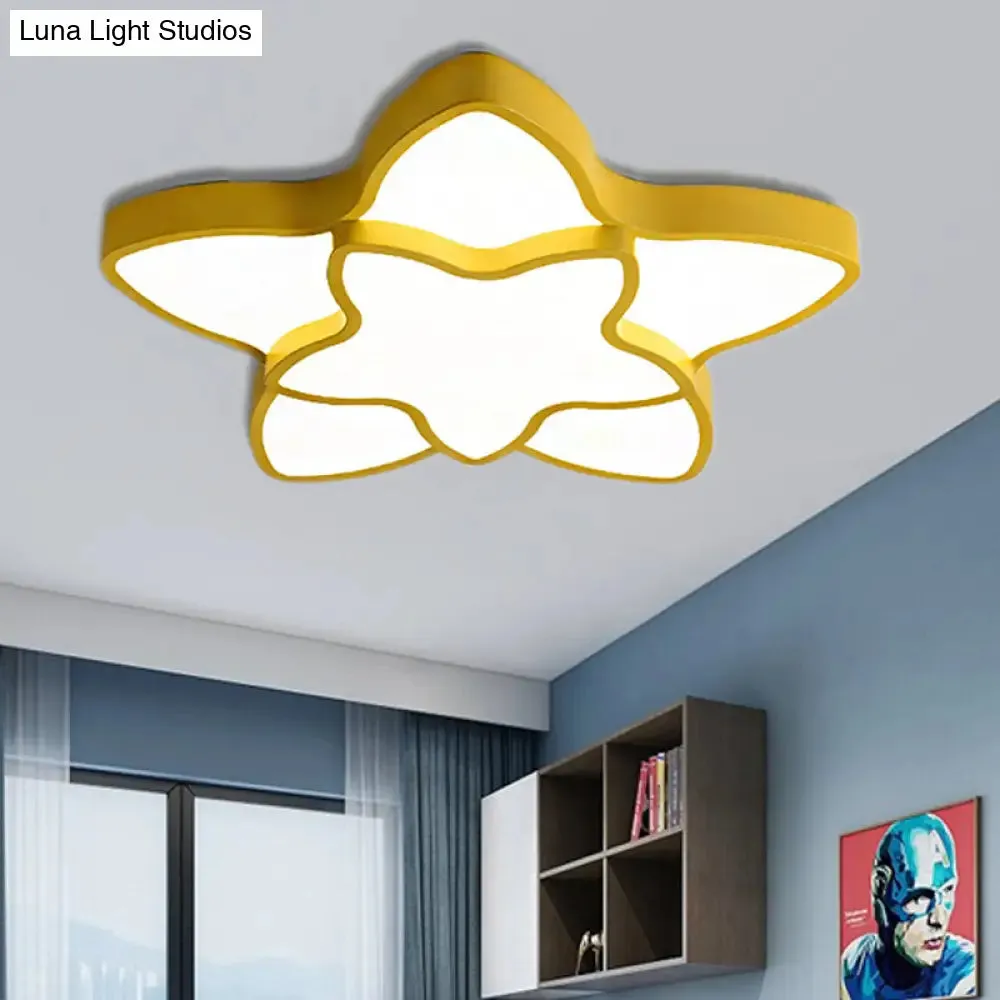 Cartoon LED Flush Mount Light: Vibrant 2-Star Acrylic Ceiling Lamp for Corridor and Kid's Bedroom