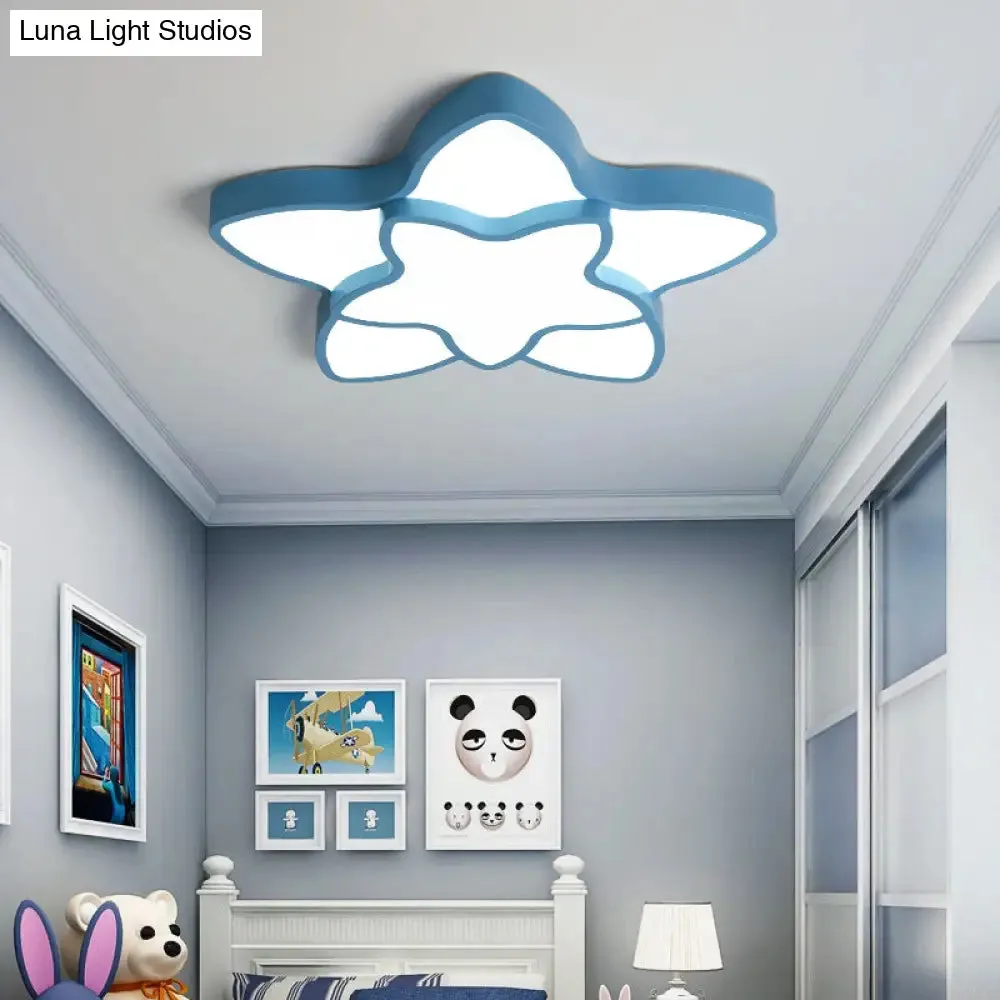 Cartoon LED Flush Mount Light: Vibrant 2-Star Acrylic Ceiling Lamp for Corridor and Kid's Bedroom