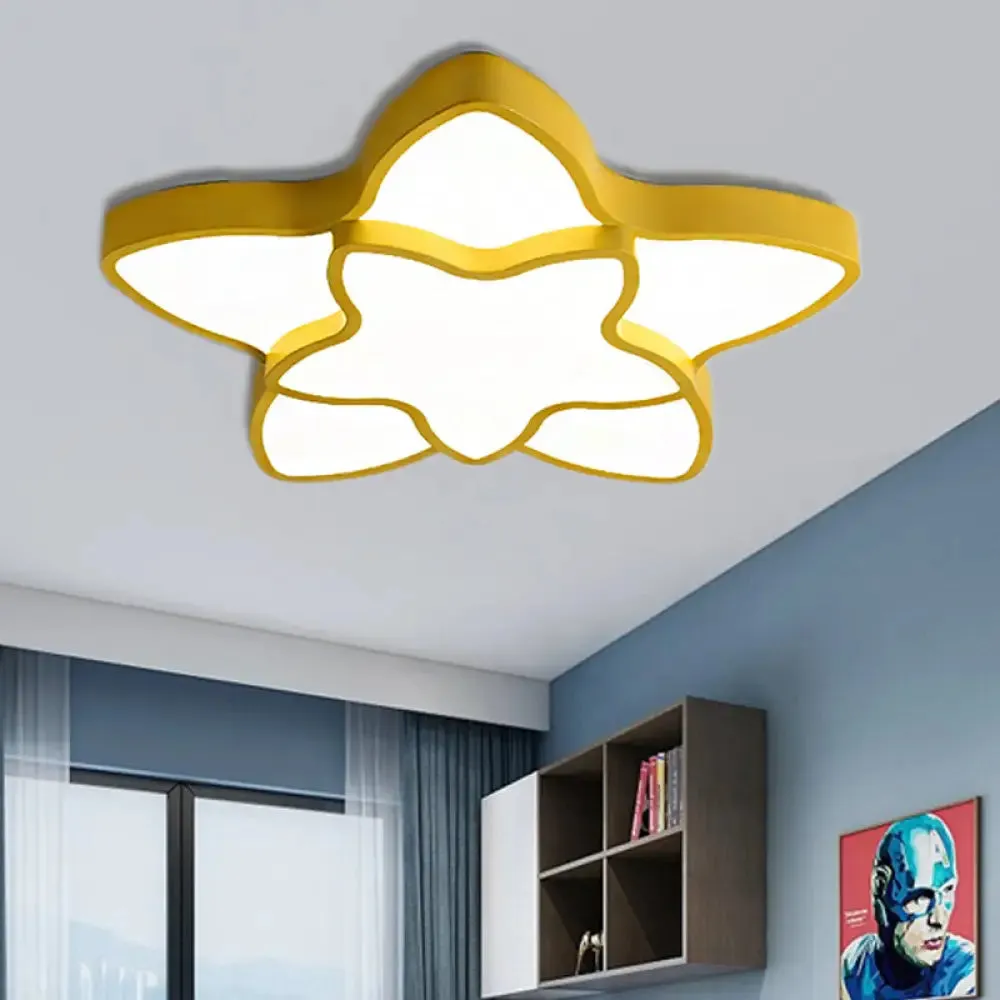 Cartoon LED Flush Mount Light: Vibrant 2-Star Acrylic Ceiling Lamp for Corridor and Kid's Bedroom