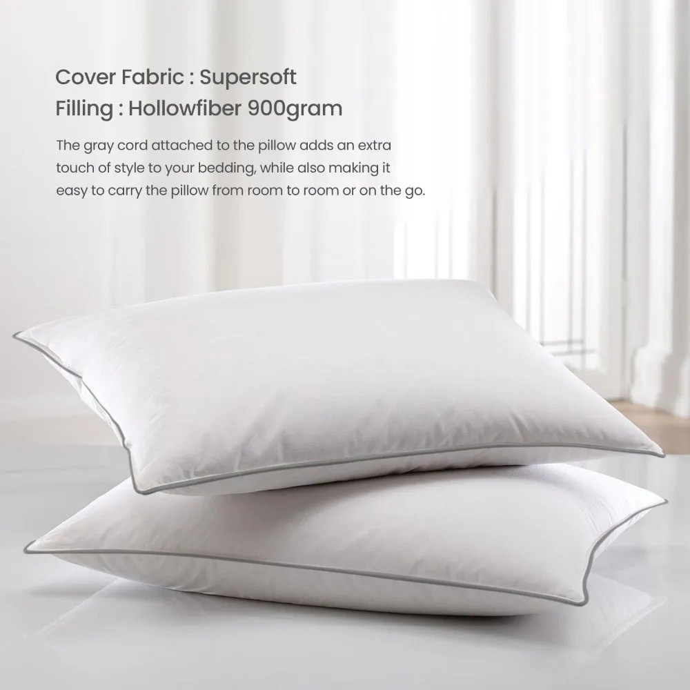 Cotton Home Luxury Pillow Pack of 2-piece with Grey cord