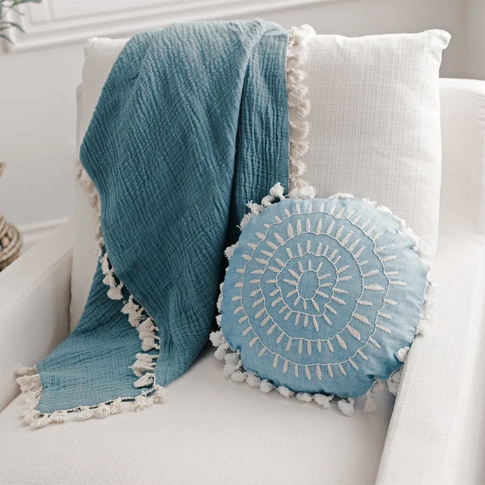 Crane Baby Caspian Collection Round Pillow