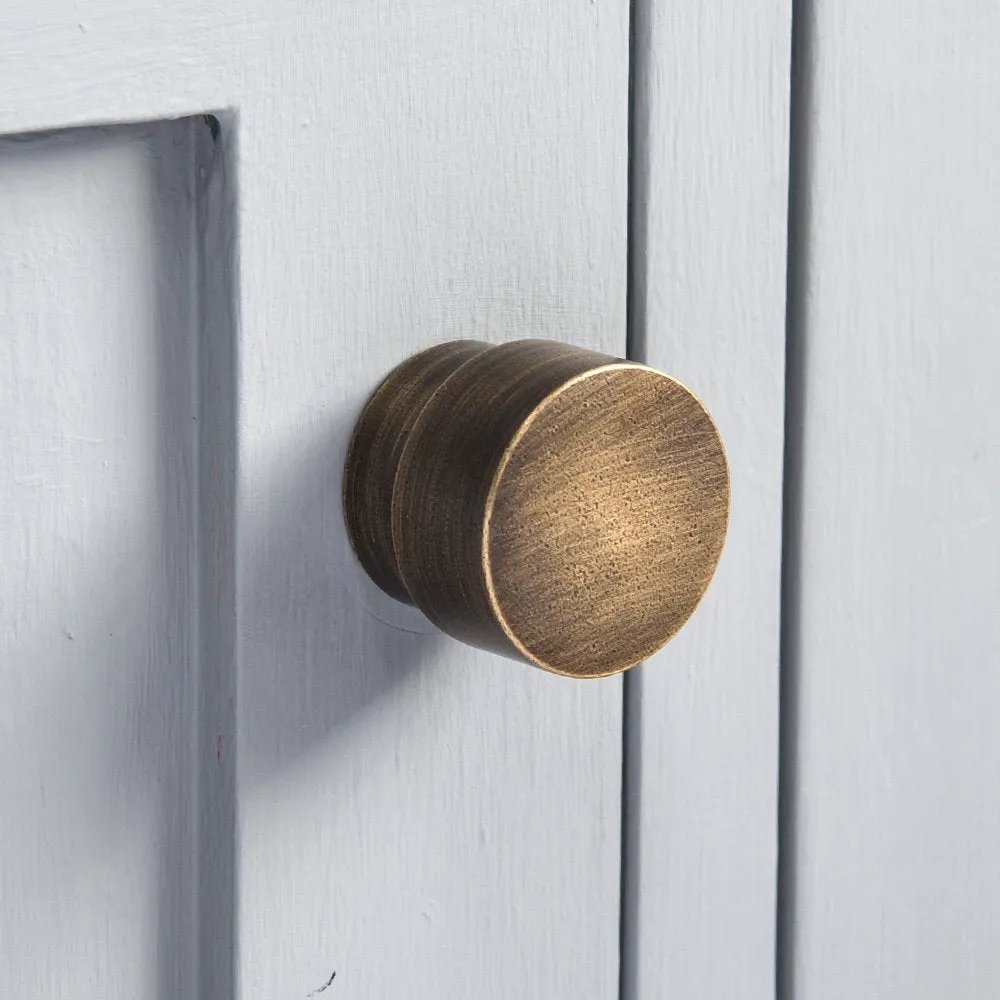 Distressed Antique Brass Drum Cabinet Knob