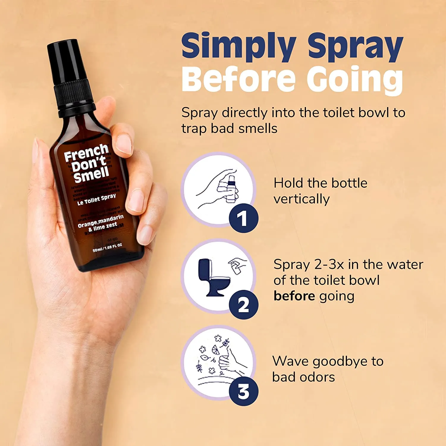 French Don’t Smell - Toilet Smell Eliminator, On-The-Go Toilet Spray, Bathroom Air Fresheners for Home & Travel :: Orange, Mandarin, & Lime Zest