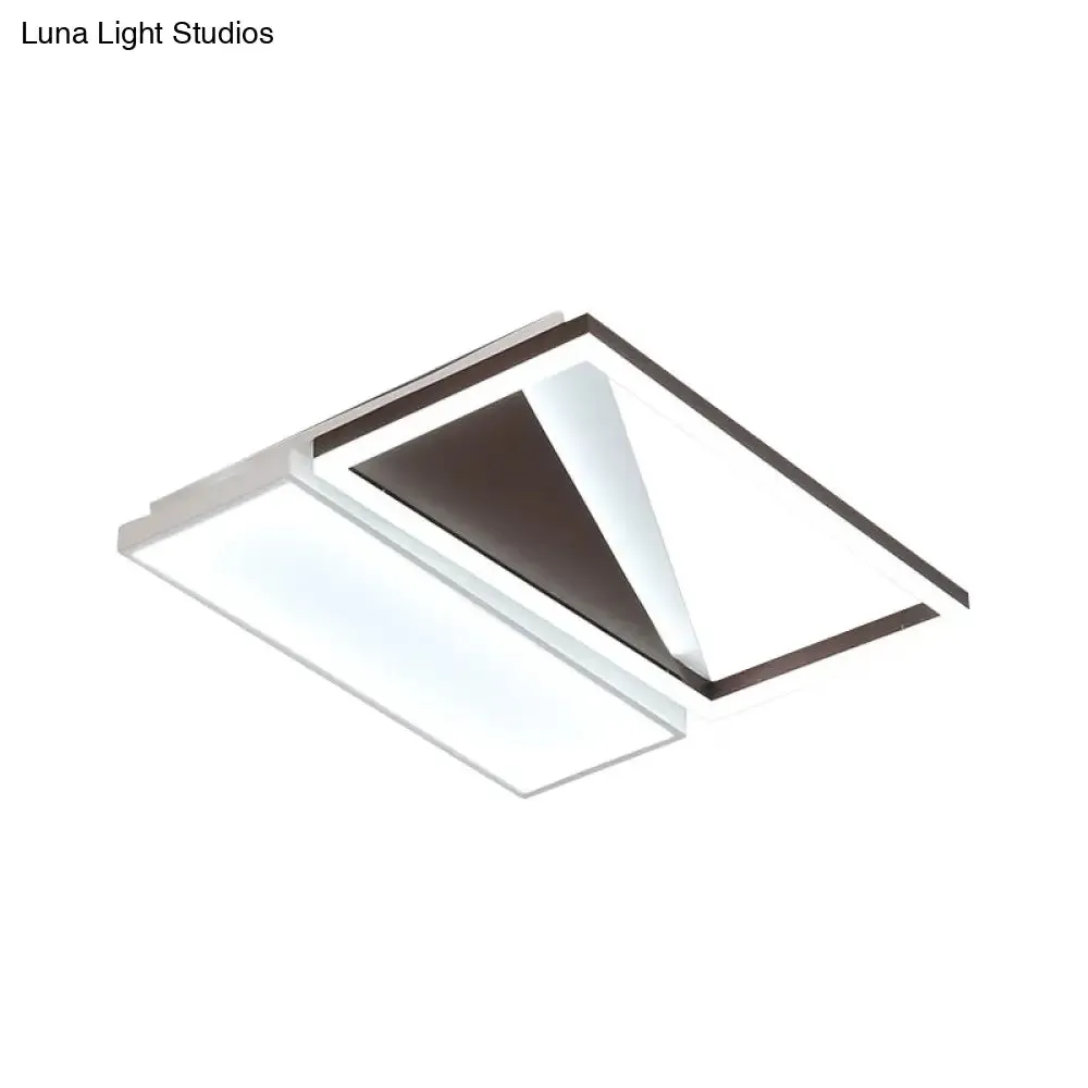 Geometric LED Flush Mount Light, Black and White Acrylic, Modern Design, 18"/21.5