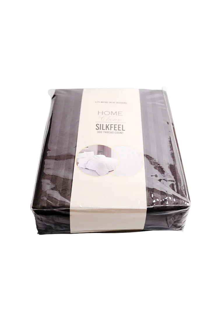 Jacquard Stripes Bedsheet Fitted Sheet - Twin with 1pc Flat Sheet and 2pc Pillow Case
