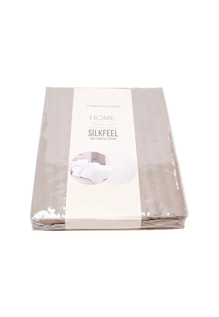 Jacquard Stripes Bedsheet Fitted Sheet - Twin with 1pc Flat Sheet and 2pc Pillow Case