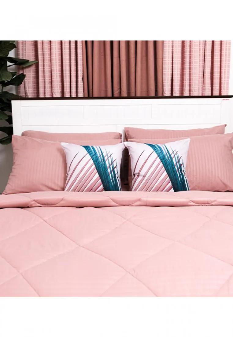 Jacquard Stripes Bedsheet Fitted Sheet - Twin with 1pc Flat Sheet and 2pc Pillow Case