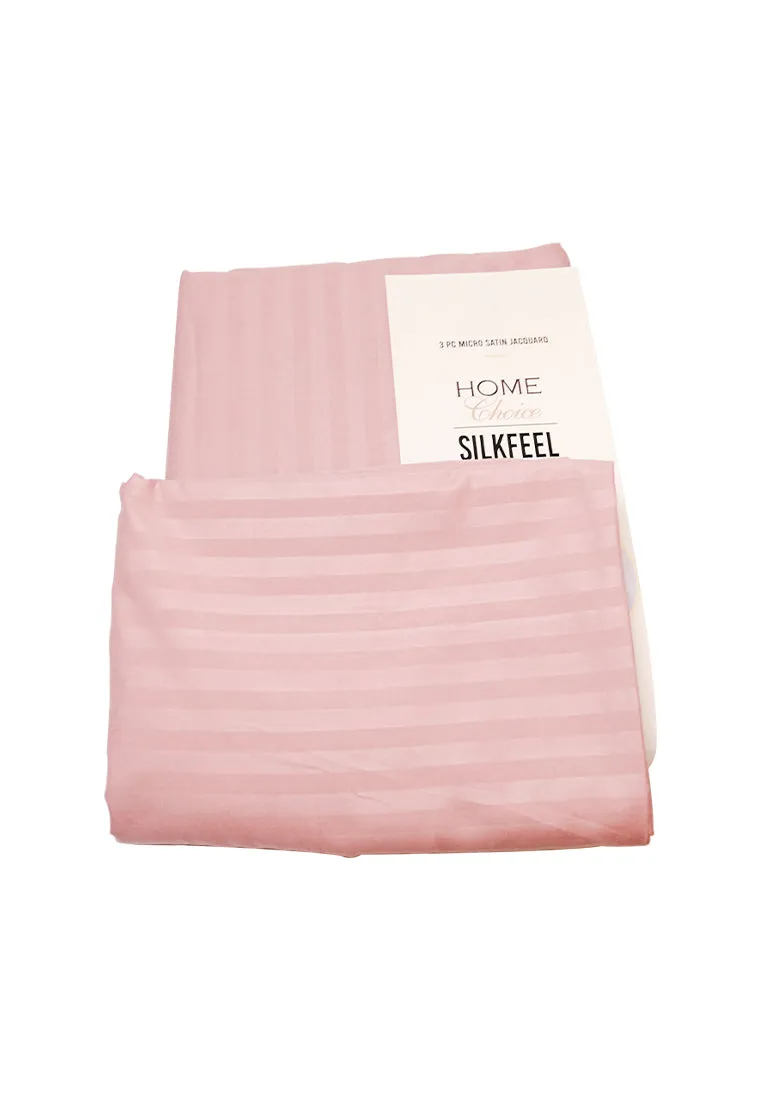 Jacquard Stripes Bedsheet Fitted Sheet - Twin with 1pc Flat Sheet and 2pc Pillow Case