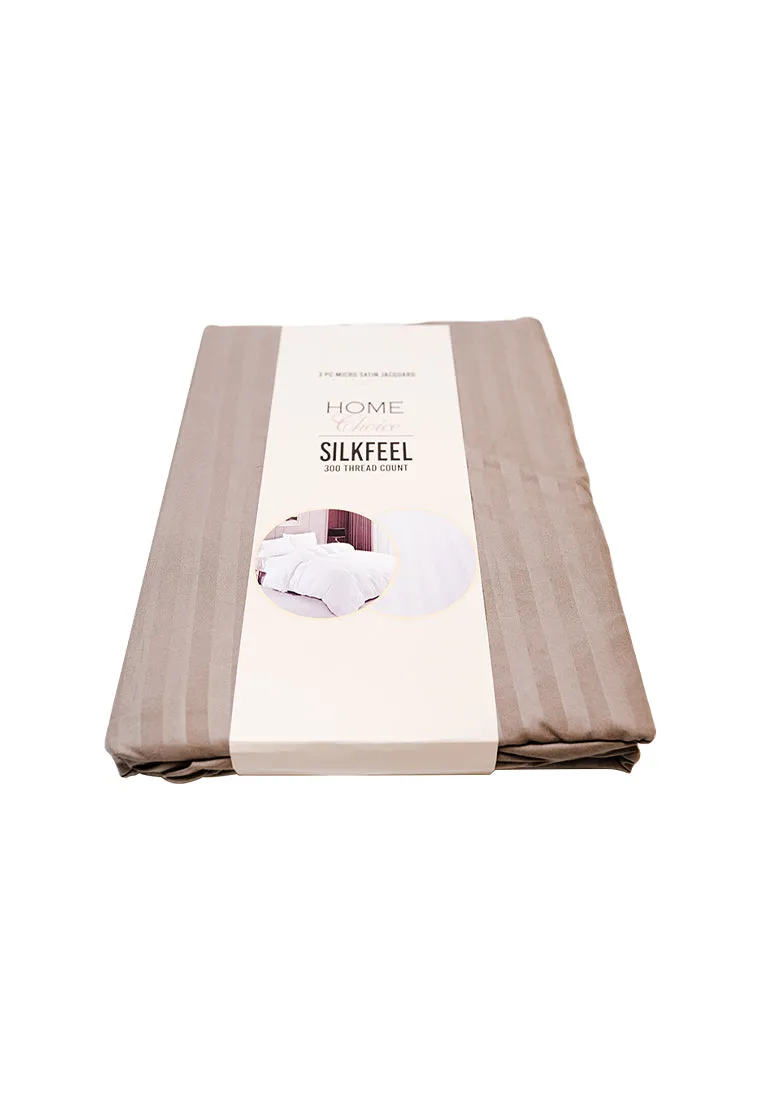 Jacquard Stripes Bedsheet Fitted Sheet - Twin with 1pc Flat Sheet and 2pc Pillow Case