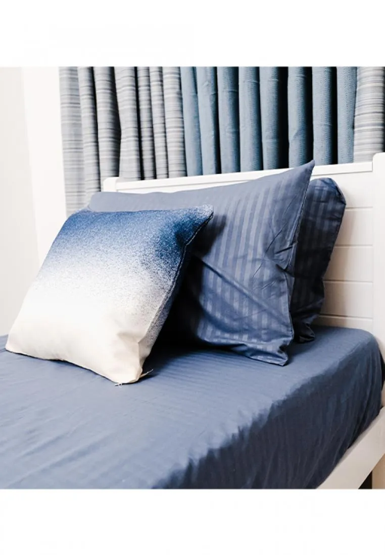 Jacquard Stripes Bedsheet Fitted Sheet - Twin with 1pc Flat Sheet and 2pc Pillow Case
