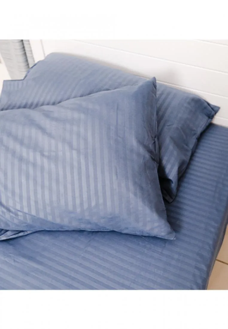 Jacquard Stripes Bedsheet Fitted Sheet - Twin with 1pc Flat Sheet and 2pc Pillow Case