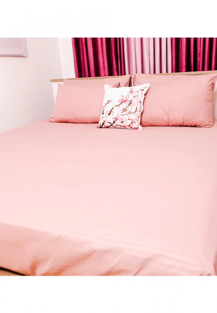 Jacquard Stripes Bedsheet Fitted Sheet - Twin with 1pc Flat Sheet and 2pc Pillow Case