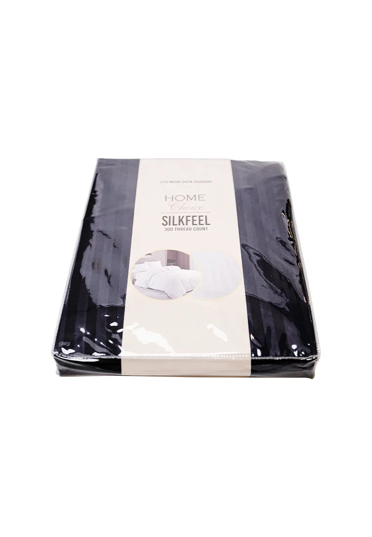 Jacquard Stripes Bedsheet Fitted Sheet - Twin with 1pc Flat Sheet and 2pc Pillow Case