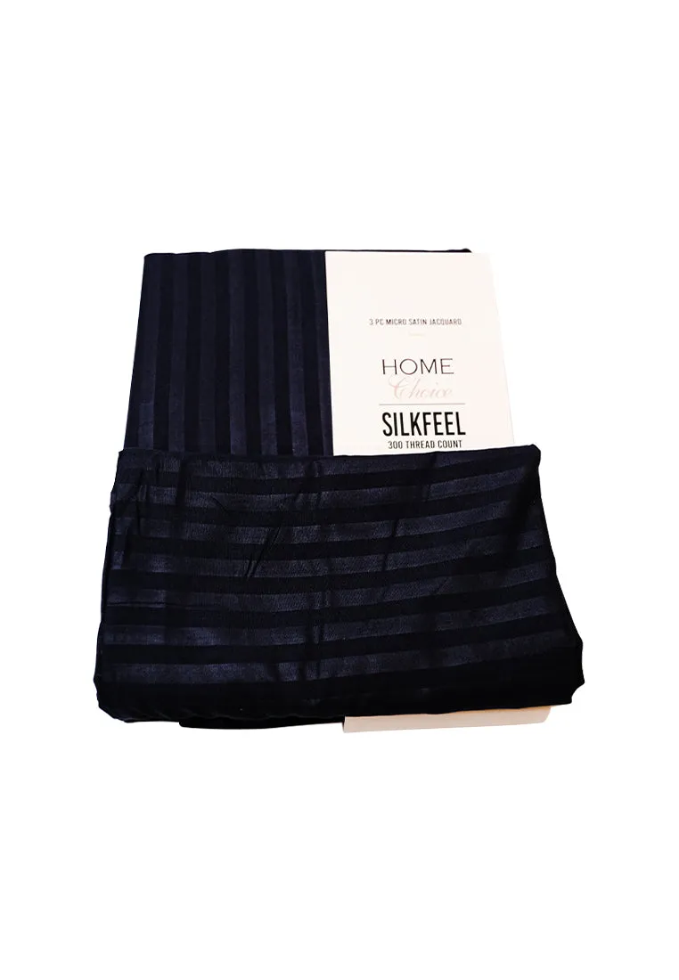 Jacquard Stripes Bedsheet Fitted Sheet - Twin with 1pc Flat Sheet and 2pc Pillow Case