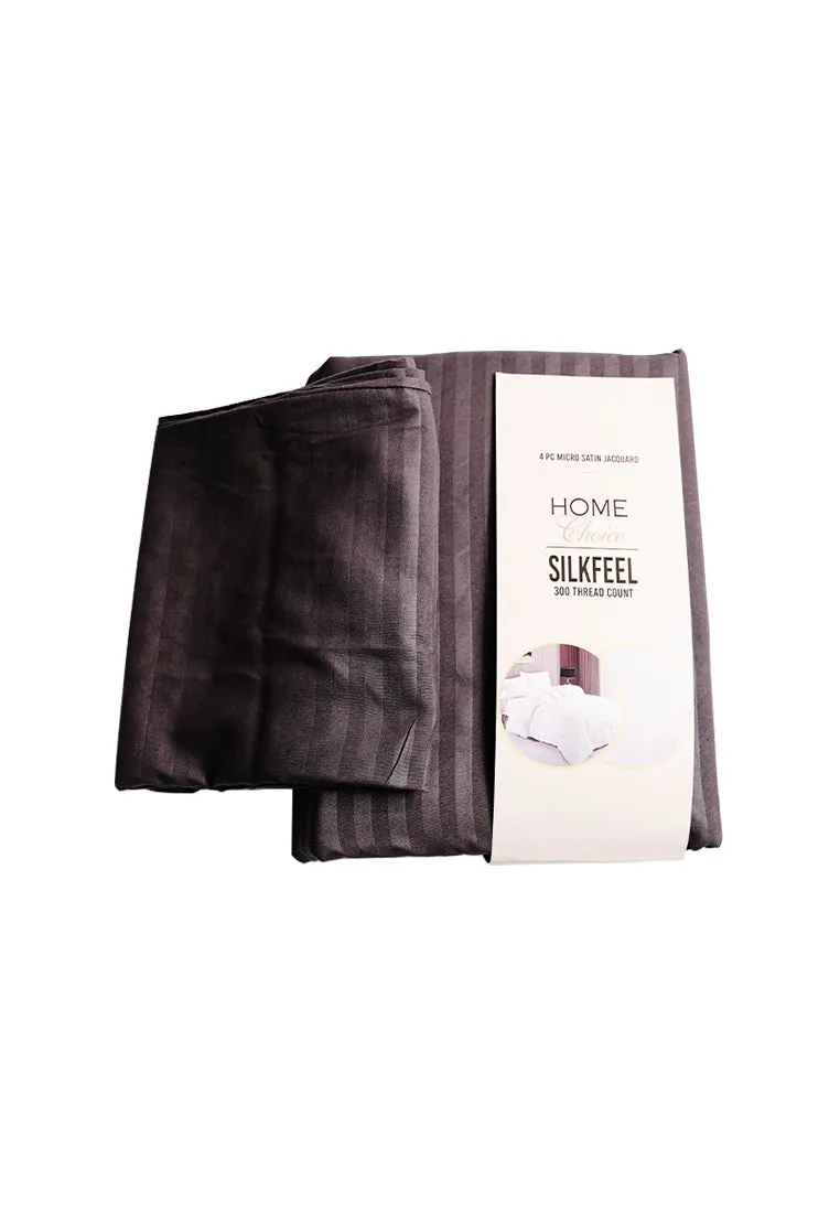 Jacquard Stripes Bedsheet Fitted Sheet - Twin with 1pc Flat Sheet and 2pc Pillow Case
