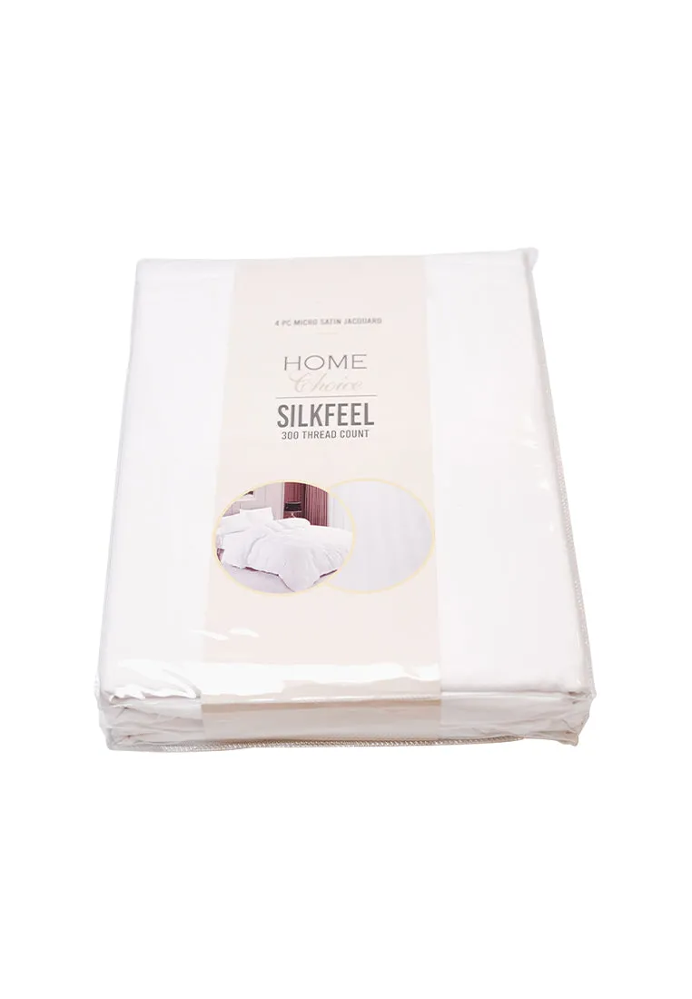 Jacquard Stripes Bedsheet Fitted Sheet - Twin with 1pc Flat Sheet and 2pc Pillow Case