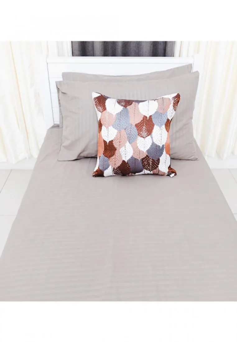 Jacquard Stripes Bedsheet Fitted Sheet - Twin with 1pc Flat Sheet and 2pc Pillow Case