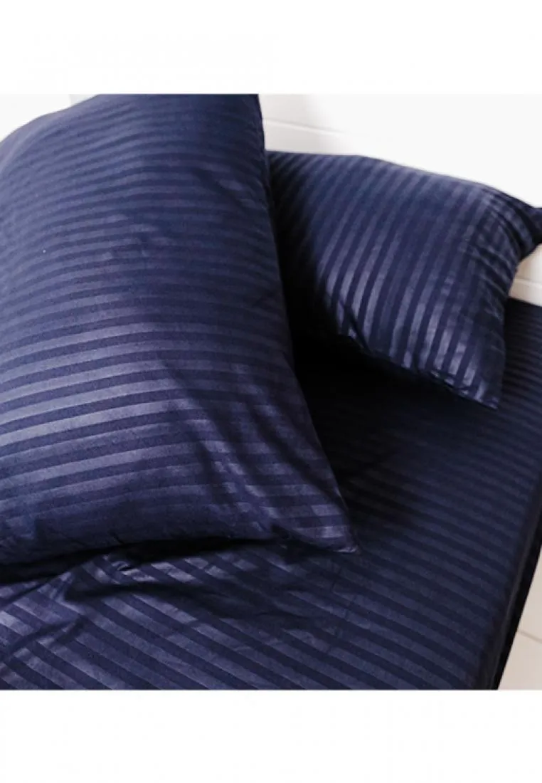 Jacquard Stripes Bedsheet Fitted Sheet - Twin with 1pc Flat Sheet and 2pc Pillow Case