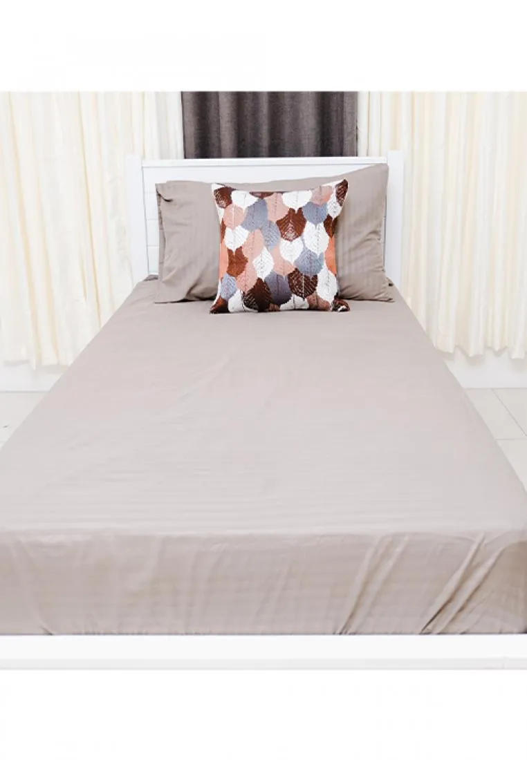 Jacquard Stripes Bedsheet Fitted Sheet - Twin with 1pc Flat Sheet and 2pc Pillow Case