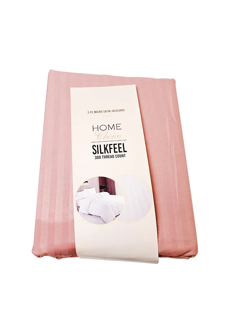 Jacquard Stripes Bedsheet Fitted Sheet - Twin with 1pc Flat Sheet and 2pc Pillow Case