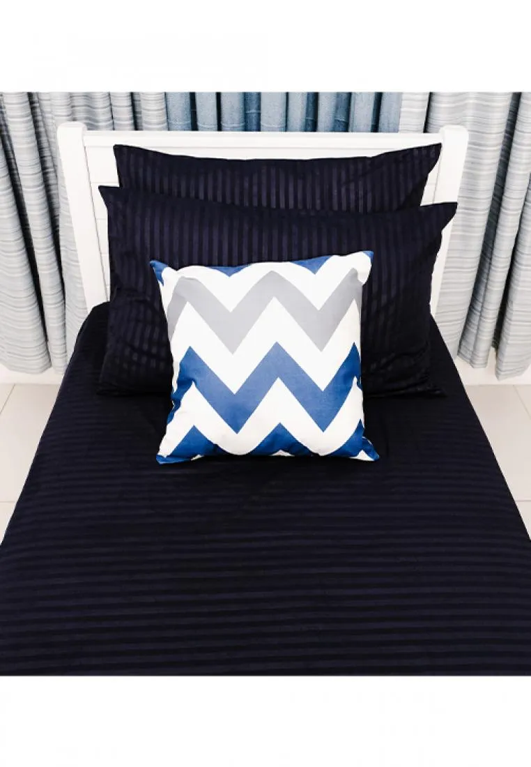 Jacquard Stripes Bedsheet Fitted Sheet - Twin with 1pc Flat Sheet and 2pc Pillow Case
