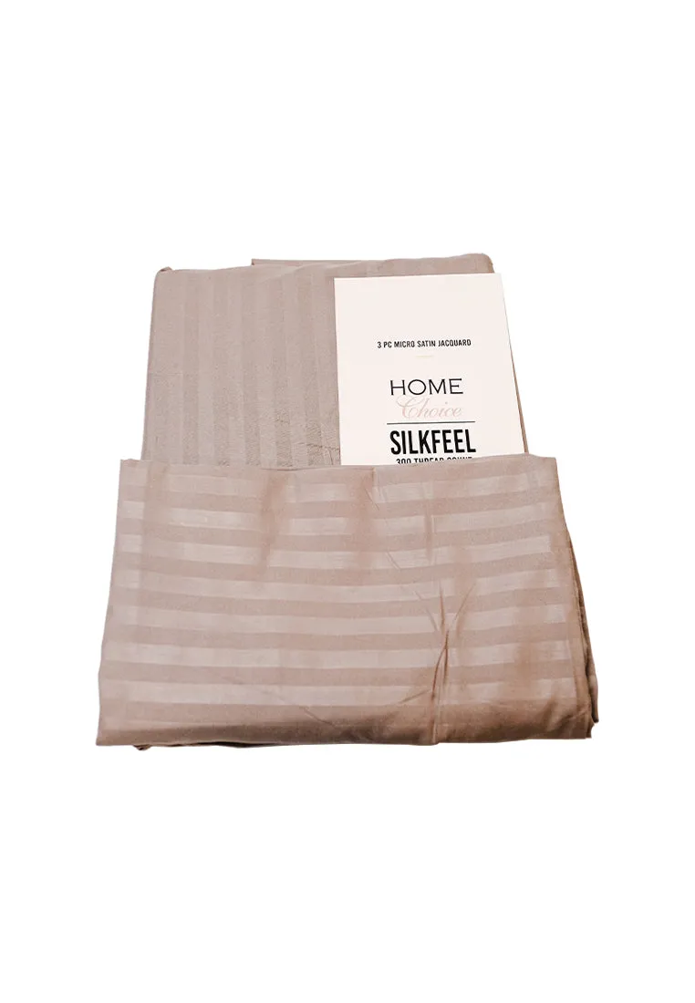 Jacquard Stripes Bedsheet Fitted Sheet - Twin with 1pc Flat Sheet and 2pc Pillow Case