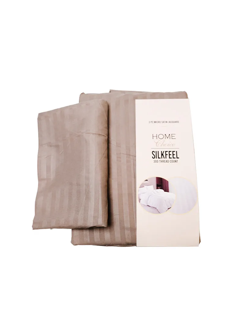 Jacquard Stripes Bedsheet Fitted Sheet - Twin with 1pc Flat Sheet and 2pc Pillow Case