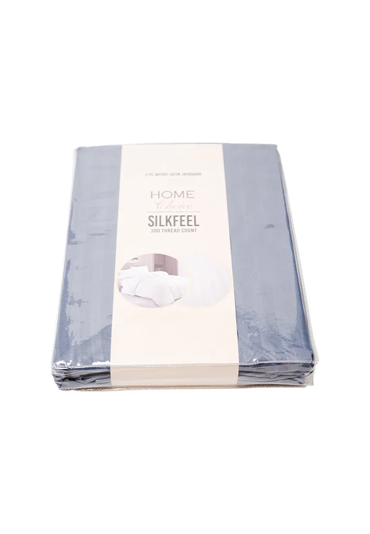 Jacquard Stripes Bedsheet Fitted Sheet - Twin with 1pc Flat Sheet and 2pc Pillow Case