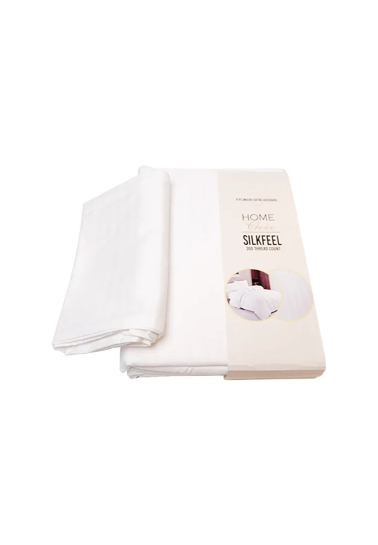 Jacquard Stripes Bedsheet Fitted Sheet - Twin with 1pc Flat Sheet and 2pc Pillow Case