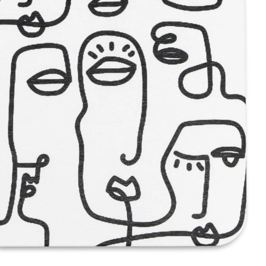 Line Faces Bathmat - Line Art Bath Mat - Line Face Shower Rug - Cool Shower Mat - Abstract Art Bathroom Mat - Stone Non Slip Bath Mat -39X60