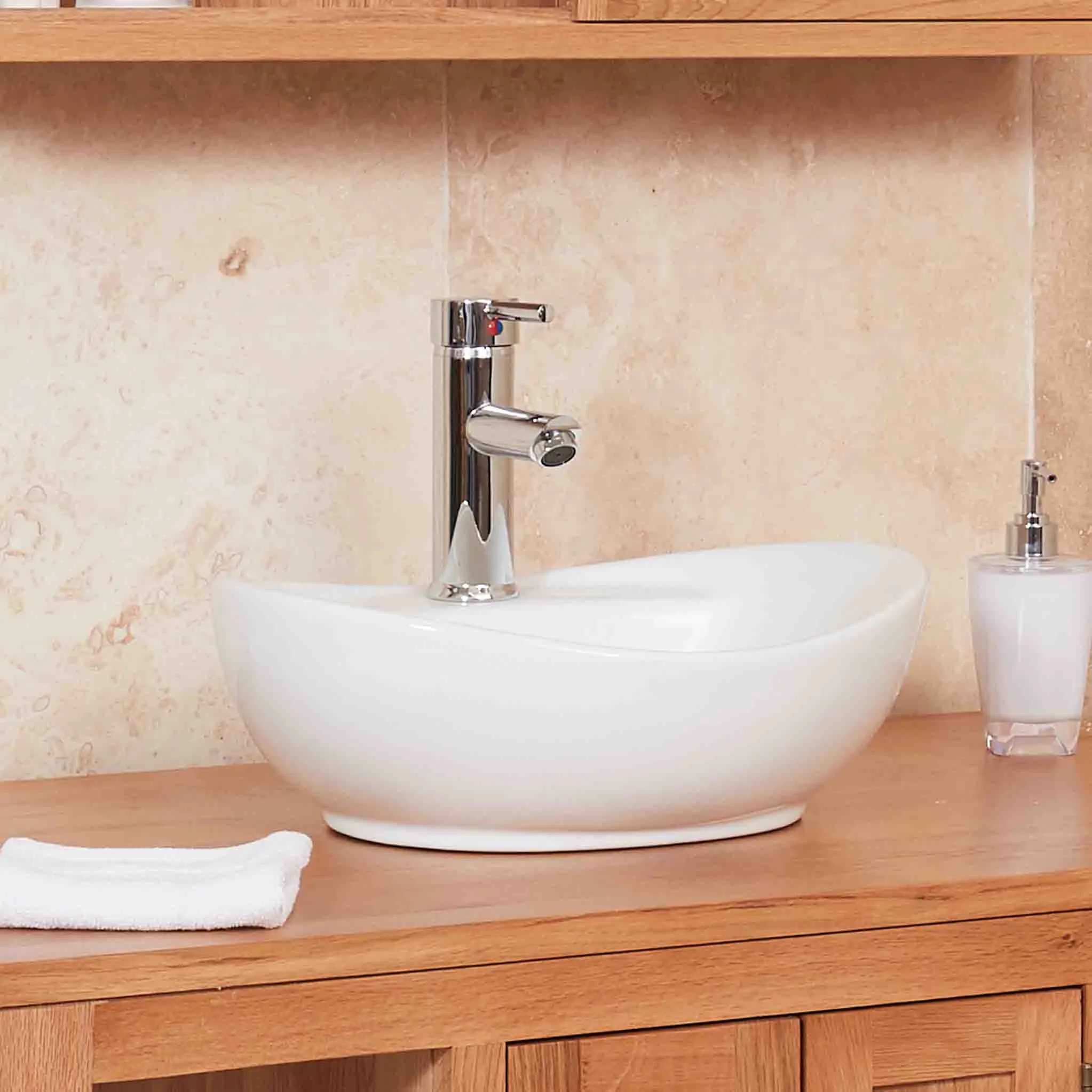 Mobel Oak Bathroom 2-Door Round Sink Unit