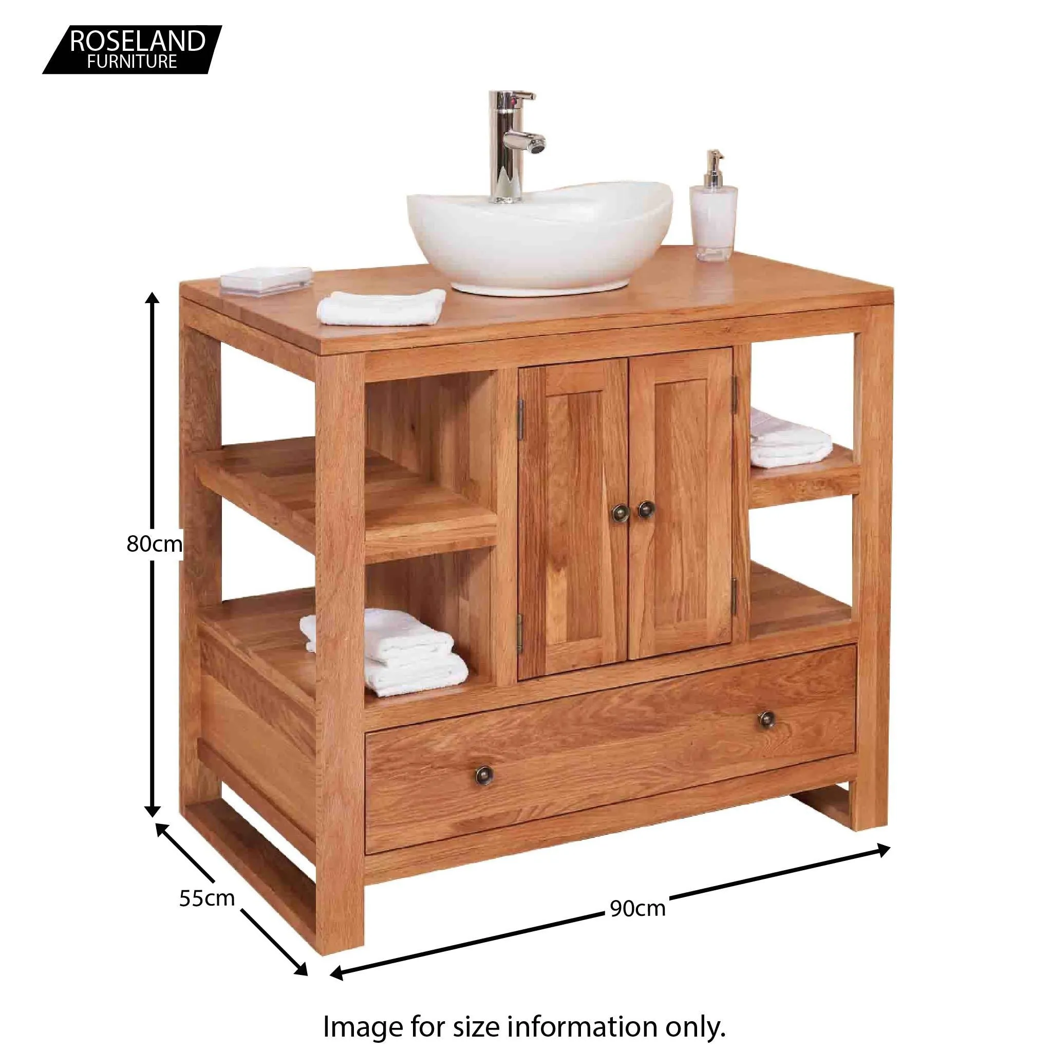 Mobel Oak Bathroom 2-Door Round Sink Unit