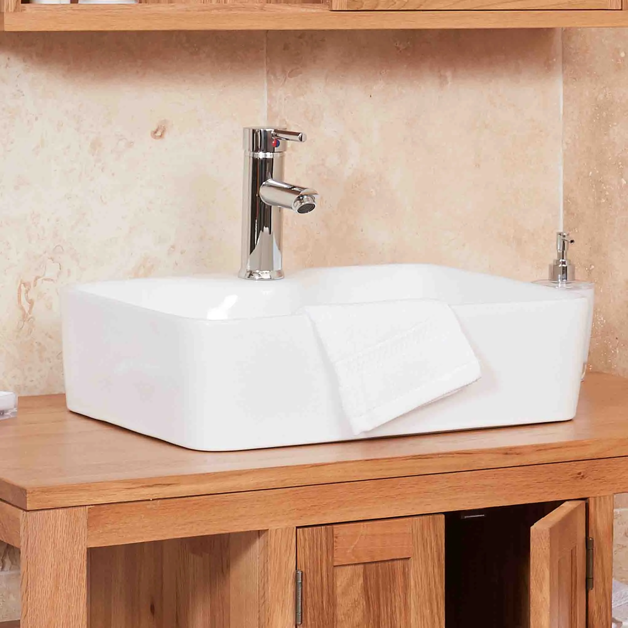 Mobel Oak Bathroom 2-Door Square Sink Unit
