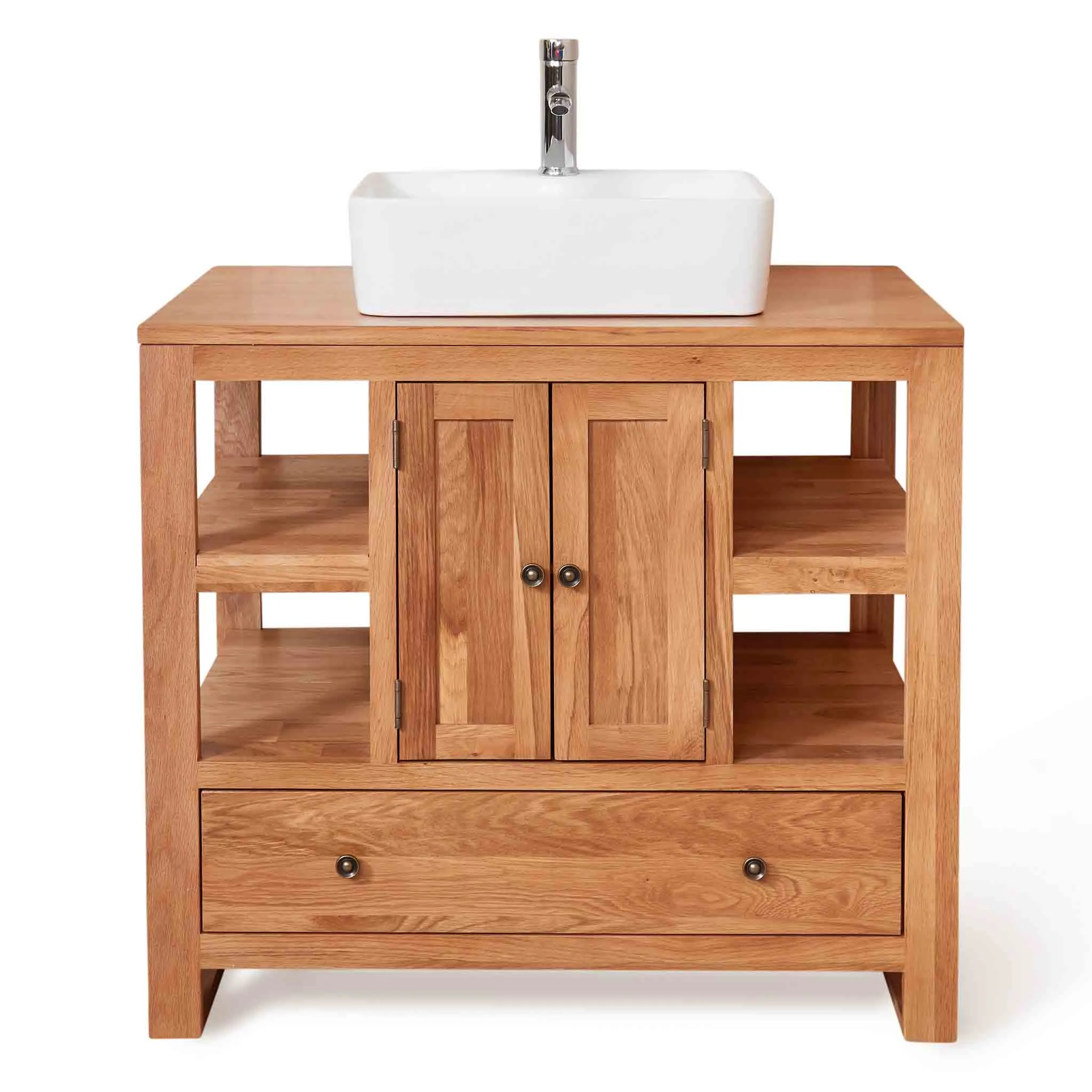 Mobel Oak Bathroom 2-Door Square Sink Unit