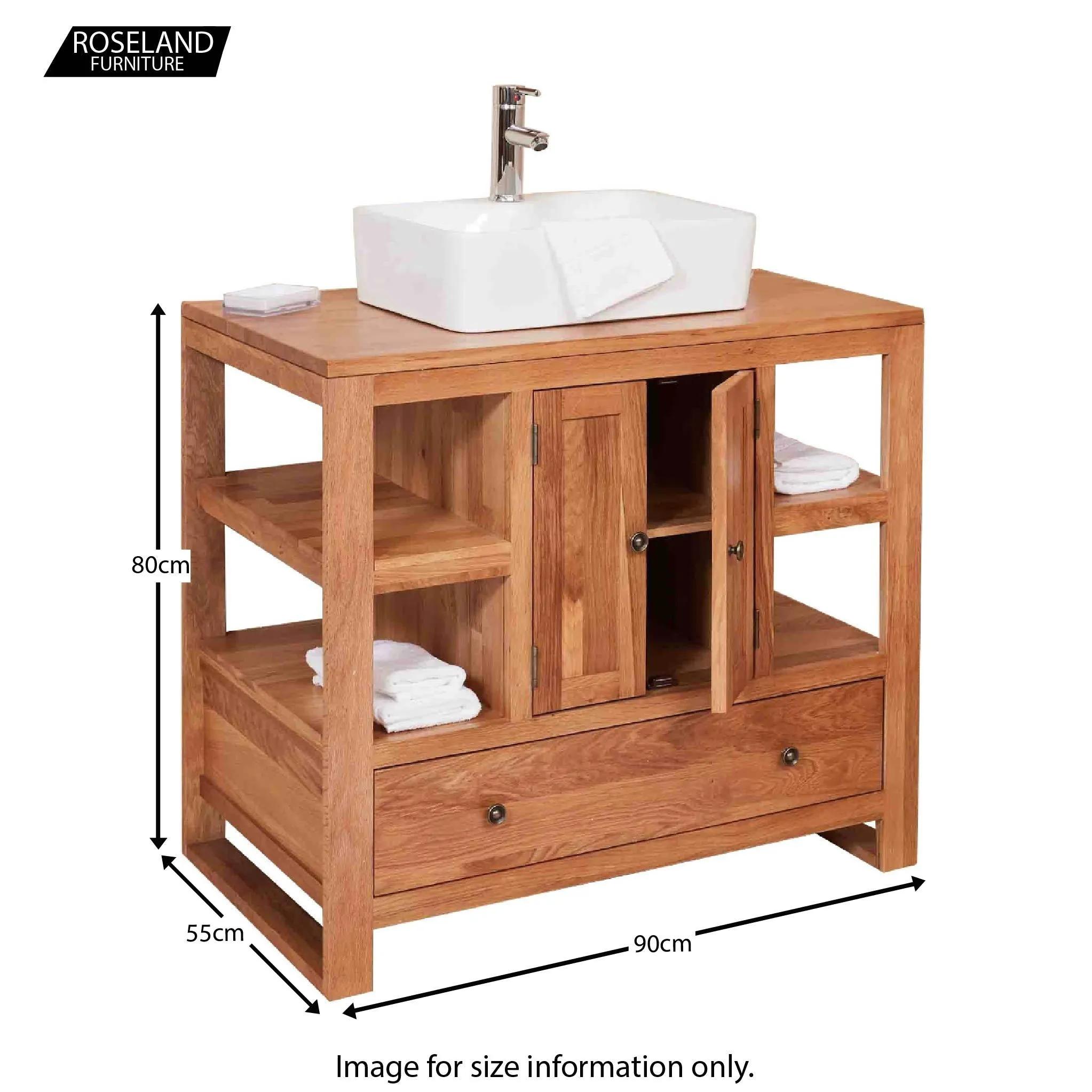 Mobel Oak Bathroom 2-Door Square Sink Unit