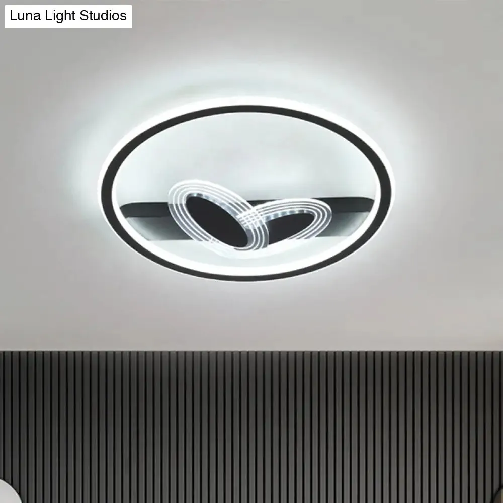Modern Black/Gold LED Flush Mount Light with Acrylic Oval and Circle Design
