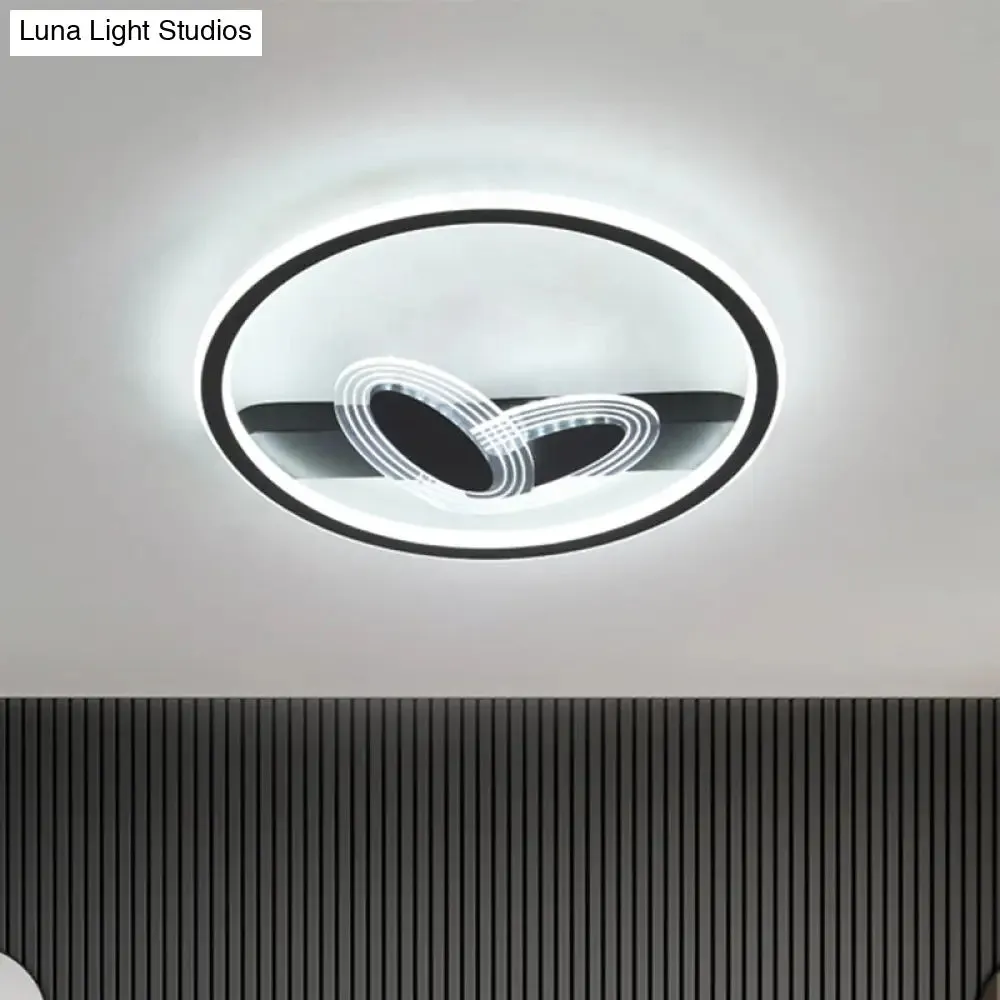 Modern Black/Gold LED Flush Mount Light with Acrylic Oval and Circle Design